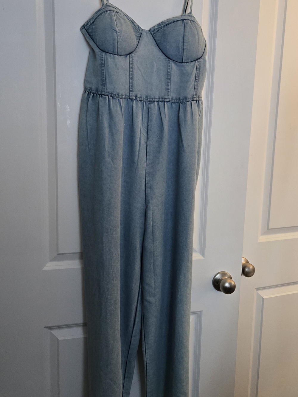 Light Blue Denim Jumpsuit Romper for Women